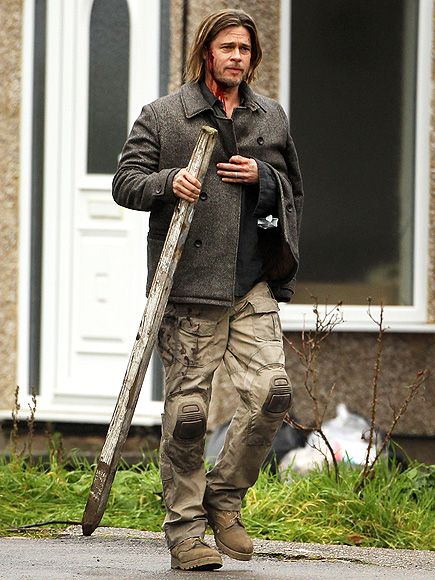 Bradley Pitt on location in London for World War Z, 2013