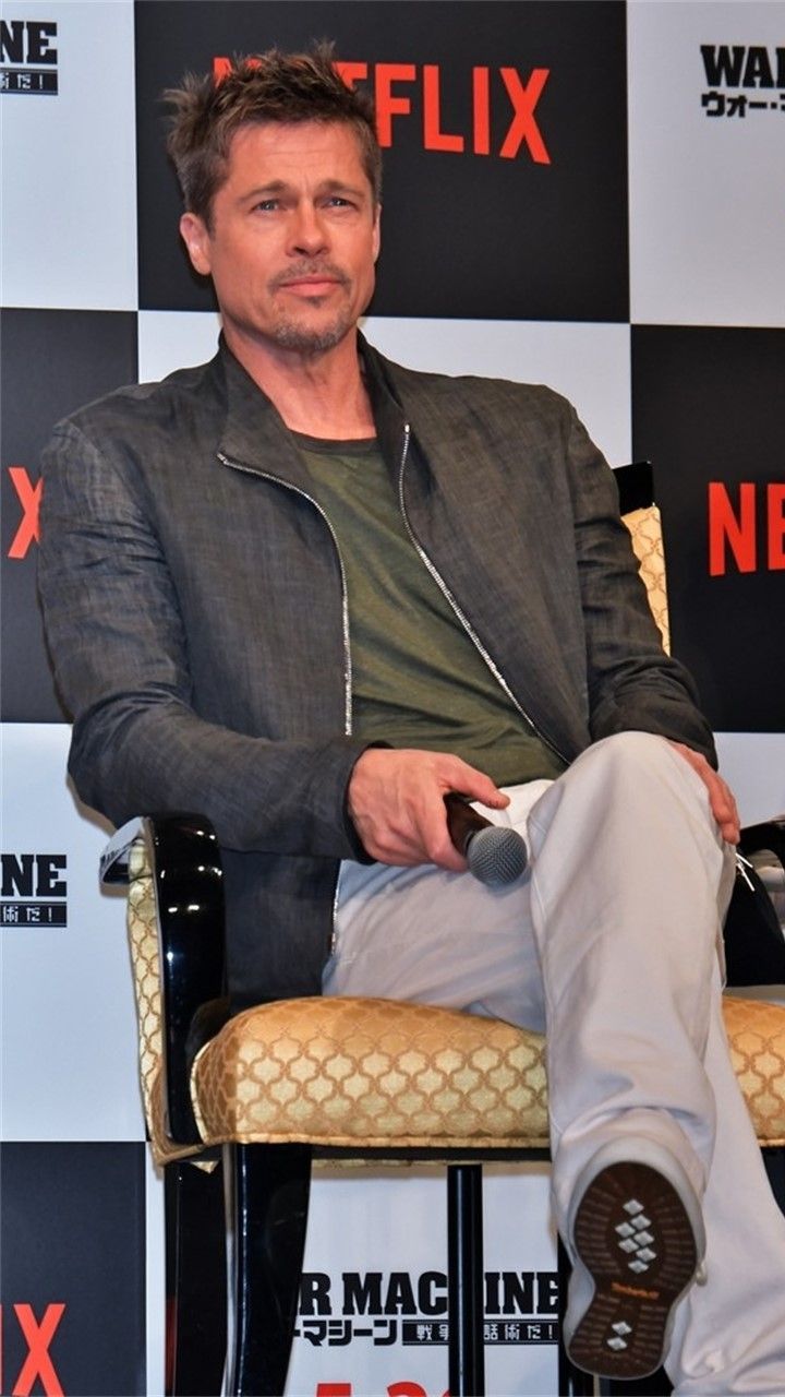 Bradley Pitt at the War Machine press conference in Japan, 2017