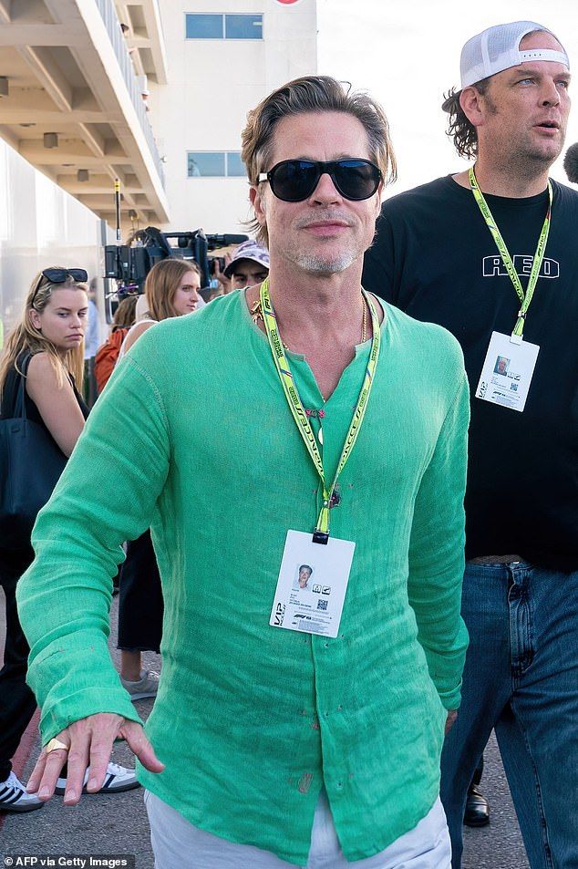 Bradley Pitt at the Formula One Grand Prix paddock